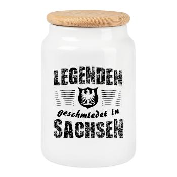 Né en Saxe, Allemagne - Boîte à biscuits avec couvercle en bois - blanc - Devant