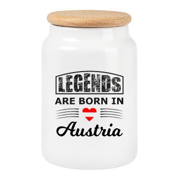 Legends born in Austria - Cookie Jar with Wooden Lid - white - Front