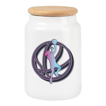 Basketball Girls - Cookie Jar with Wooden Lid - white - Front