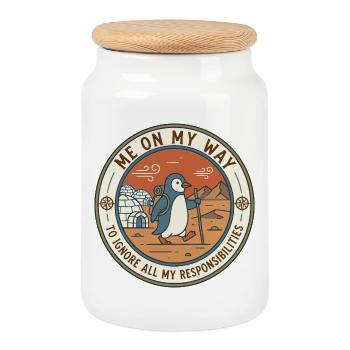 On the way: Ignoring duties - Cookie Jar with Wooden Lid - white - Front