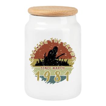 45e anniversaire Faire vibrer la foule GIT 03/1981 - Boîte à biscuits avec couvercle en bois - blanc - Devant