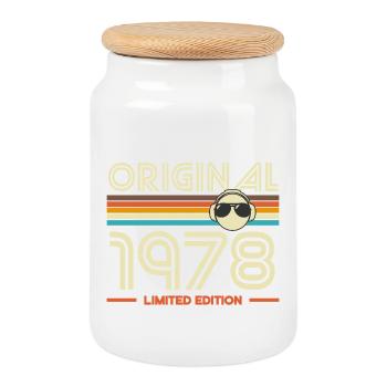 Original 1978 Limited Edition Retro - Keksdose mit Holzdeckel - Weiß - Vorne