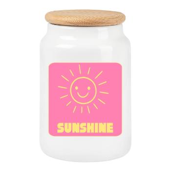 Sunshine - Cookie Jar with Wooden Lid - white - Front