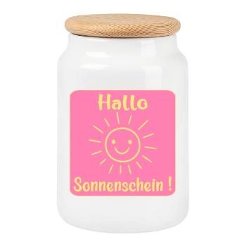 Hello sunshine - Cookie Jar with Wooden Lid - white - Front