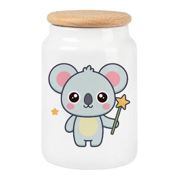 Koala Pastel Star Magician - Cookie Jar with Wooden Lid - white - Front