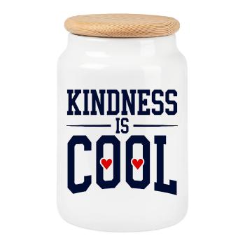 Kindness is Cool Statement with Heart Symbols - Cookie Jar with Wooden Lid - white - Front