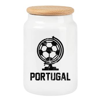 Portugal Fußball - Keksdose mit Holzdeckel - Weiß - Vorne