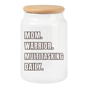Mother Queen of everyday life - Cookie Jar with Wooden Lid - white - Front