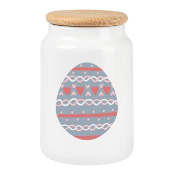 Pastel Hearts Egg Pattern - Keksdose mit Holzdeckel - Weiß - Vorne