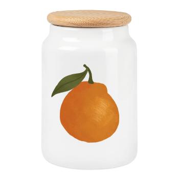Sunlit Orange Sketch Tee - Cookie Jar with Wooden Lid - white - Front