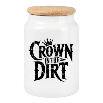Crown in the dirt - Cookie Jar with Wooden Lid - white - Front
