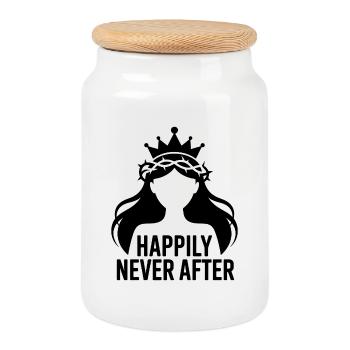 Happily Never After Silhouette Princess - Cookie Jar with Wooden Lid - white - Front