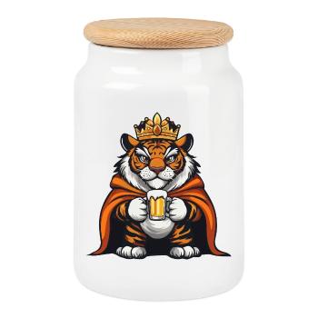 Tiger Bier König - Keksdose mit Holzdeckel - Weiß - Vorne