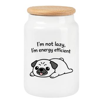 Je ne suis pas paresseux, je suis un chien carlin drôle économe en énergie - Boîte à biscuits avec couvercle en bois - blanc - Devant