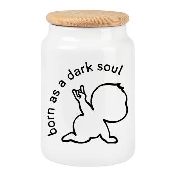 born as a dark soul - Cookie Jar with Wooden Lid - white - Front