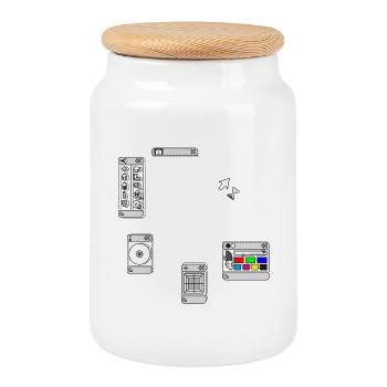 DEVISE - Boîte à biscuits avec couvercle en bois - blanc - Devant