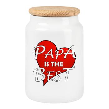 PAPA EST LE MEILLEUR - Boîte à biscuits avec couvercle en bois - blanc - Devant