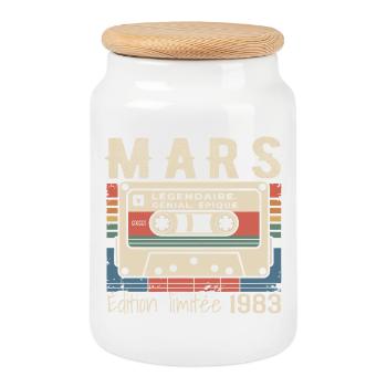 Birthday 1983 March 1983 born in March 1983 - Cookie Jar with Wooden Lid - white - Front