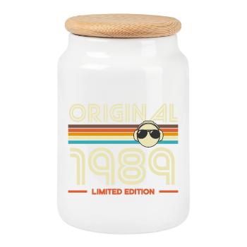 Original 1989 Retro Edition - Cookie Jar with Wooden Lid - white - Front