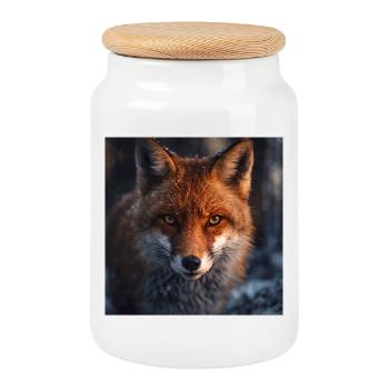 Reconnaissance de renard au crépuscule - Boîte à biscuits avec couvercle en bois - blanc - Devant