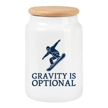 Gravity is optional Snowboarder Wintersport Fun - Keksdose mit Holzdeckel - Weiß - Vorne