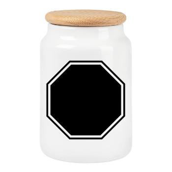 Stop Form – Attention Frame for Design! - Cookie Jar with Wooden Lid - white - Front