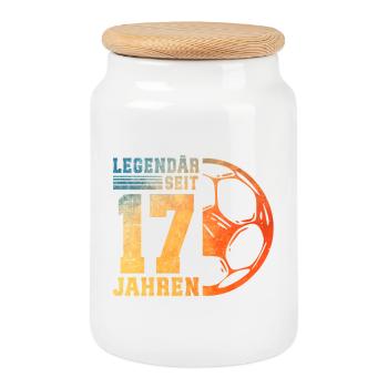 17e anniversaire Football 17 ans Jeunes garçons - Boîte à biscuits avec couvercle en bois - blanc - Devant