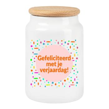 Joyeux anniversaire - Boîte à biscuits avec couvercle en bois - blanc - Devant