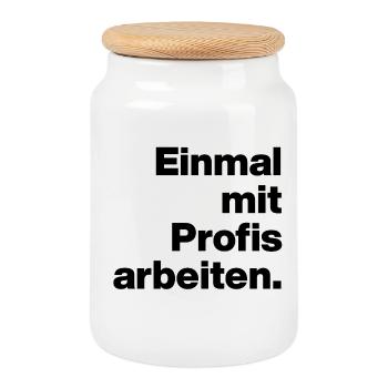 TRAVAILLEZ ENFIN AVEC DES PROFESSIONNELS. SARCASME, STAGIAIRE ESPIÈGLE - Boîte à biscuits avec couvercle en bois - blanc - Devant