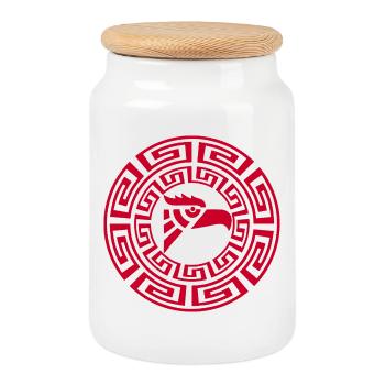 Red Eagle Emblem - Cookie Jar with Wooden Lid - white - Front
