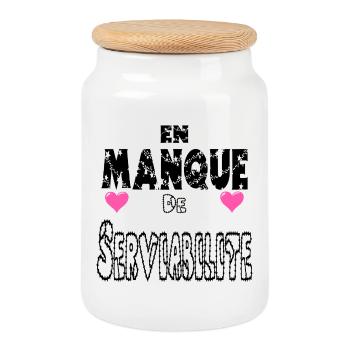 En Manque de Serviabilité - Boîte à biscuits avec couvercle en bois - blanc - Devant