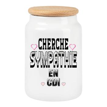 Cherche Sympathie en CDI - Boîte à biscuits avec couvercle en bois - blanc - Devant