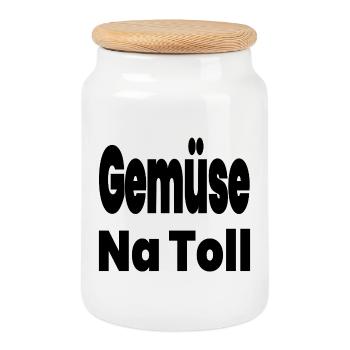 Légume - Boîte à biscuits avec couvercle en bois - blanc - Devant