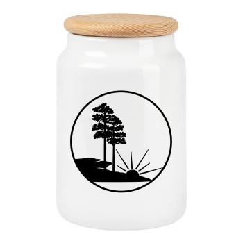 PAS DE MINE DANS LE DISTRICT SUPÉRIEUR conception de Fredrika Björk - Boîte à biscuits avec couvercle en bois - blanc - Devant