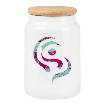 yoga_design_13 - Cookie Jar with Wooden Lid - white - Front