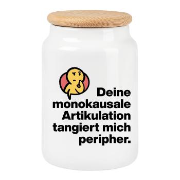 TON ARTICULATION MONOCAUSALE, SARCASME STUPIDE - Boîte à biscuits avec couvercle en bois - blanc - Devant