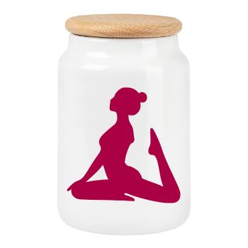 Yoga Silhouetten Yoga Formen - Keksdose mit Holzdeckel - Weiß - Vorne