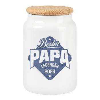 Bester Papa 2026 - Keksdose mit Holzdeckel - Weiß - Vorne