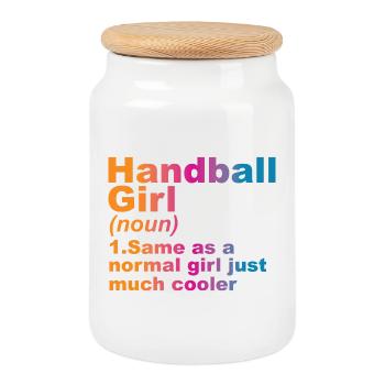 Handball player - Cookie Jar with Wooden Lid - white - Front