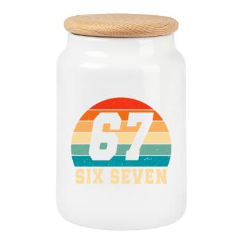 67 Six Seven Brainrot - Boîte à biscuits avec couvercle en bois - blanc - Devant