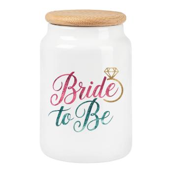 Bride to Be - Cookie Jar with Wooden Lid - white - Front