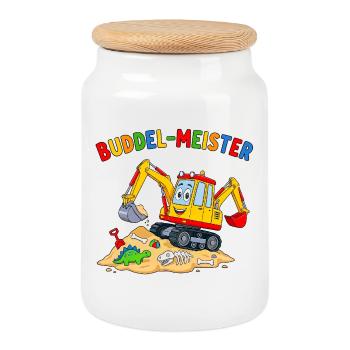 Buddel-Meister Dino-Abenteuer - Keksdose mit Holzdeckel - Weiß - Vorne
