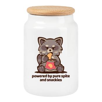 Powered by Pure Spite and Snackies - Cookie Jar with Wooden Lid - white - Front