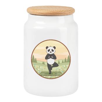 Yoga-Panda-Bär macht Baumposen-Kunst - Keksdose mit Holzdeckel - Weiß - Vorne