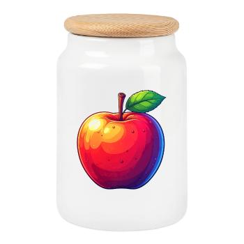 Apple - Cookie Jar with Wooden Lid - white - Front