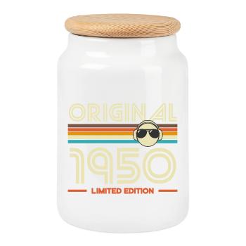 Original 1950 Retro Tee - Boîte à biscuits avec couvercle en bois - blanc - Devant