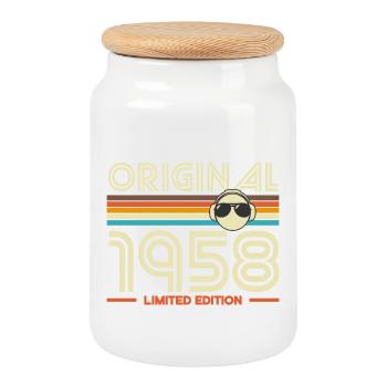 Original 1958 Retro Edition - Boîte à biscuits avec couvercle en bois - blanc - Devant