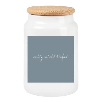 Calm Looks Deep Typography Poster Saying - Cookie Jar with Wooden Lid - white - Front