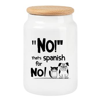 Nope! That's Spanish for No! – Funny saying - Cookie Jar with Wooden Lid - white - Front