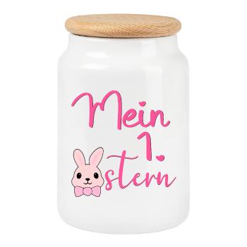 Mon premier lapin de Pâques - Boîte à biscuits avec couvercle en bois - blanc - Devant